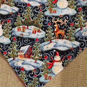Christmas Reversible Dog Bandanna  Size XL One of a Kind Handmade